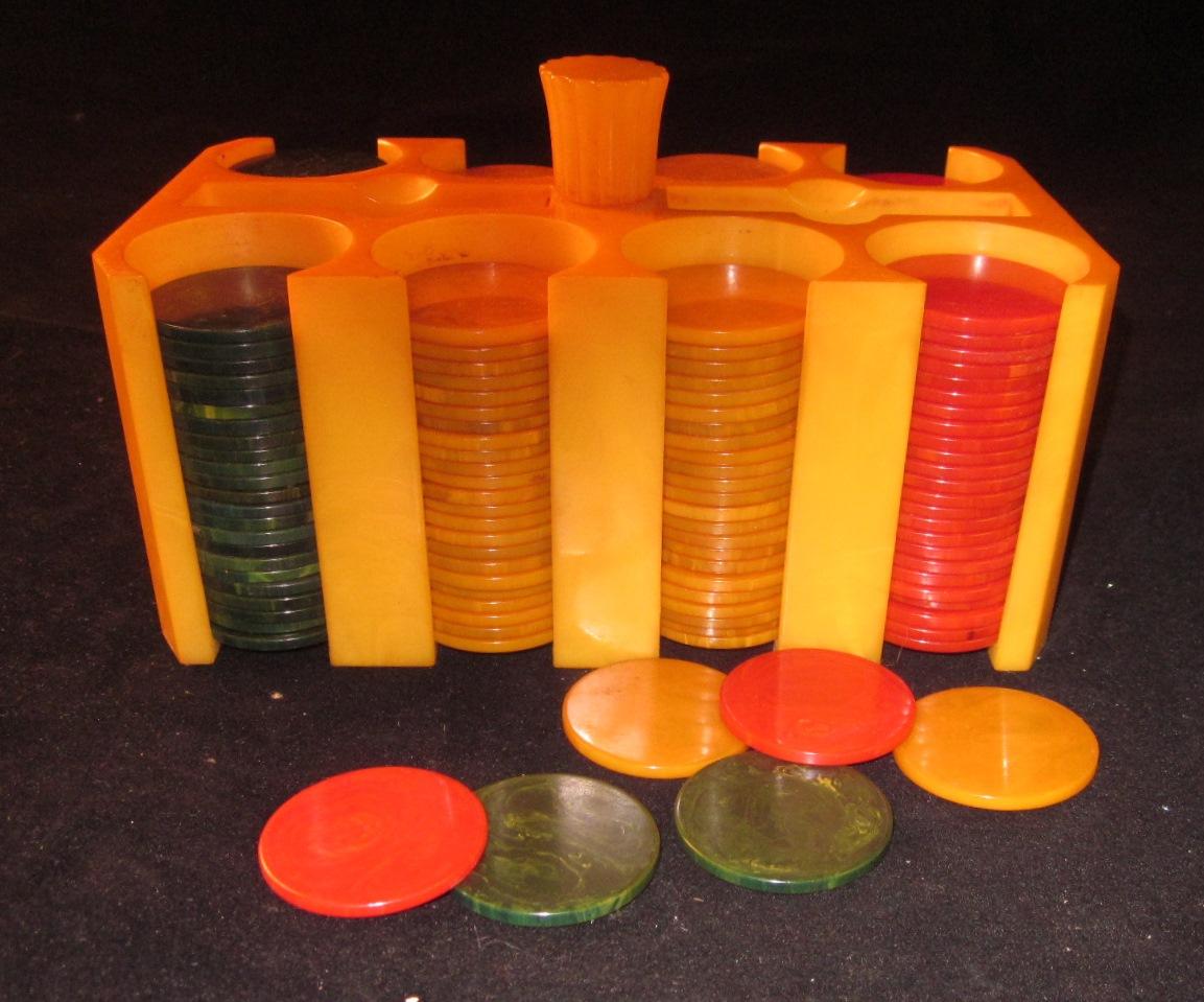 Vintage Art Deco Bakelite Poker Chip outlet Set